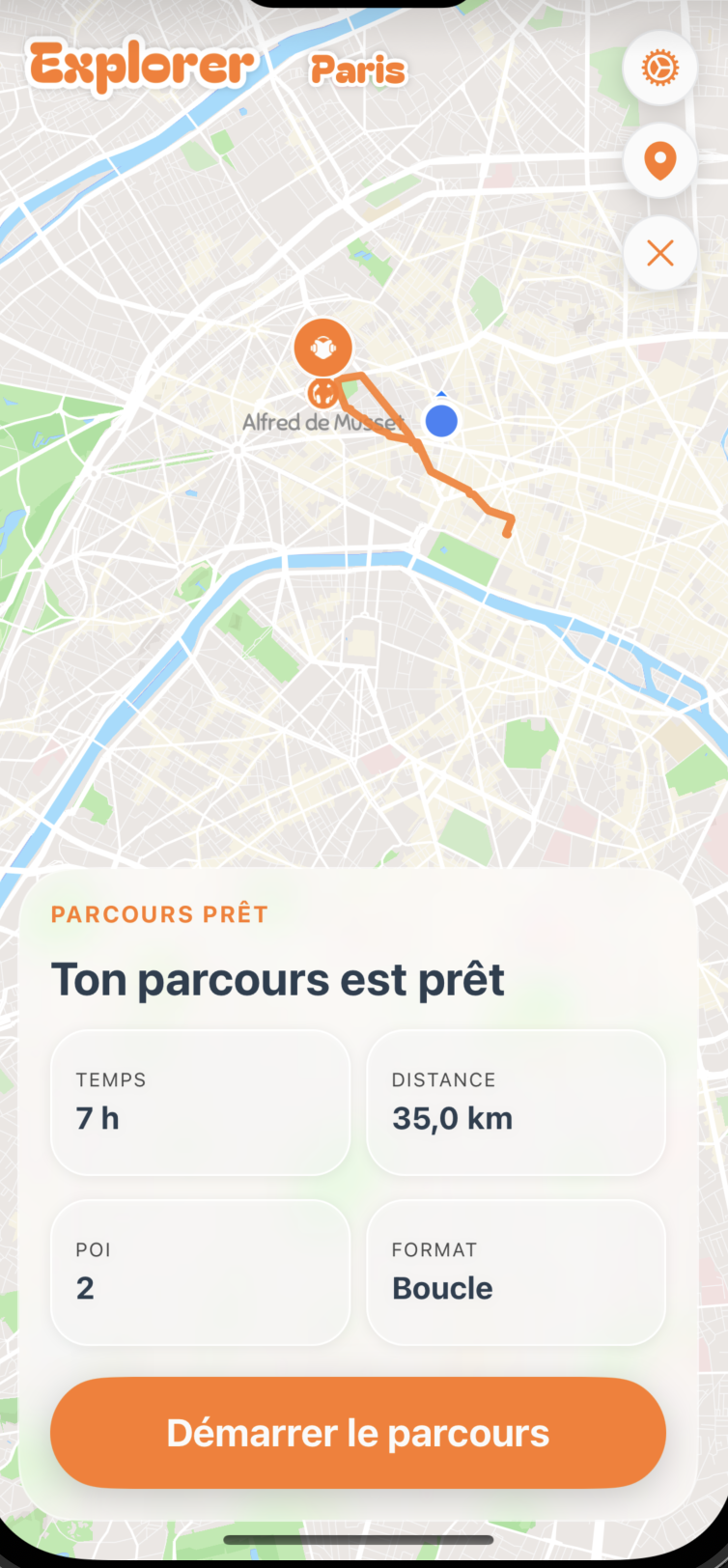 Parcours prêt dans l’application Guide